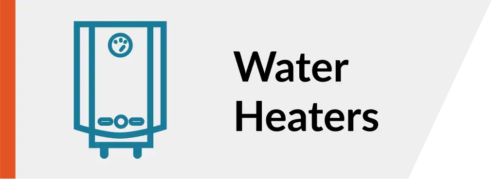 Icon of a water heater next to the text "Water Heaters"