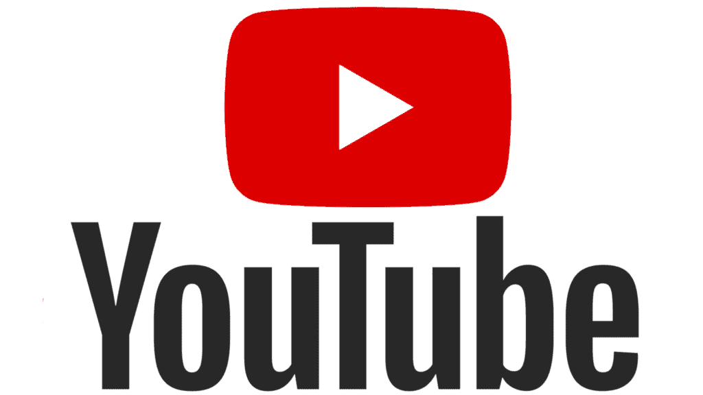 The YouTube logo with a red play button icon above the dark gray text "YouTube" on a dark red background.